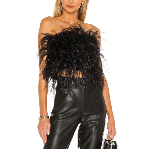 Lamarque Feathered Black Zaina Top Bandeau Size XS - Picture 1 of 5